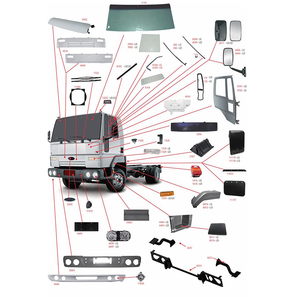 Grade Frontal Caminhão Ford Cargo Cargo Após 2000 (Com Abertura) - 2C4558C300AAXWA