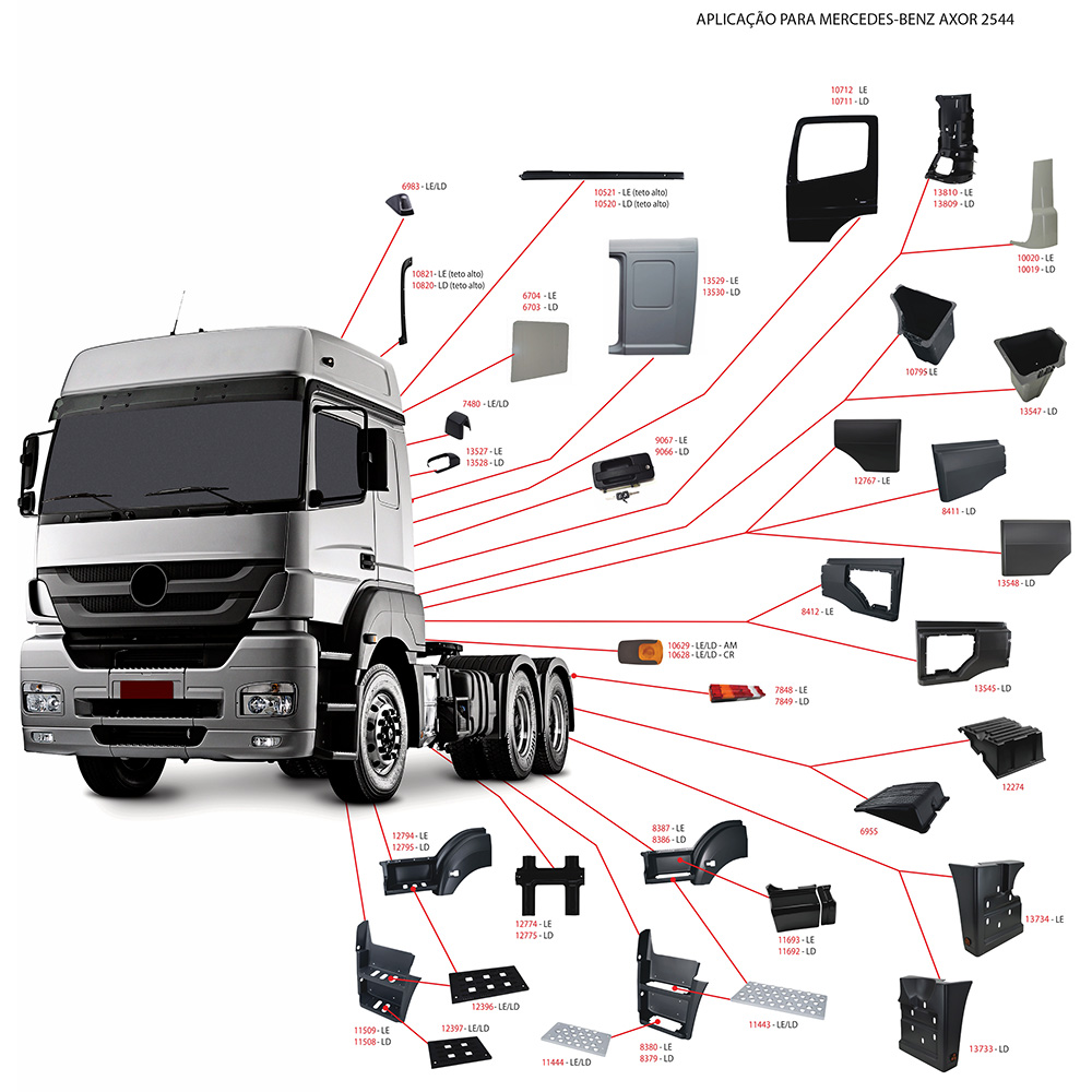 Lanterna Teto Caminhão Mercedes-Benz Atego Axor Accelo Lado Esquerdo - Cristal