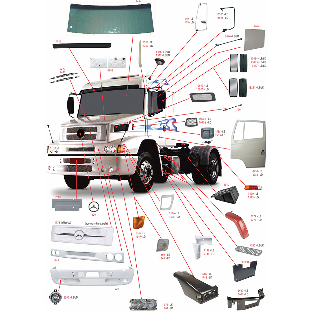 Paralama Cabine Mb 1935/1941/1938-Ls 89/2012 Traseiro Esquerdo - 3848807221