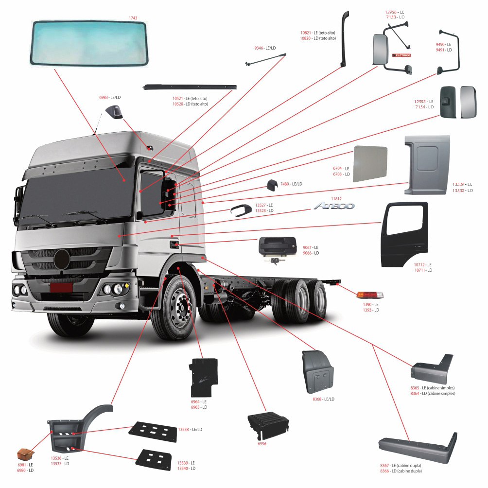 Paralama Cabine Caminhão Mercedes-Benz Atego Após 2005 Traseiro (Aparabarro) Lado Esquerdo - 9588813801