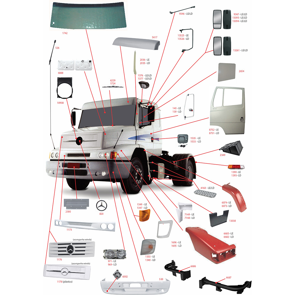 Paralama Capo Mb 1630/1634 89/2012 (Ponta Maior) Esquerdo - 3848808106