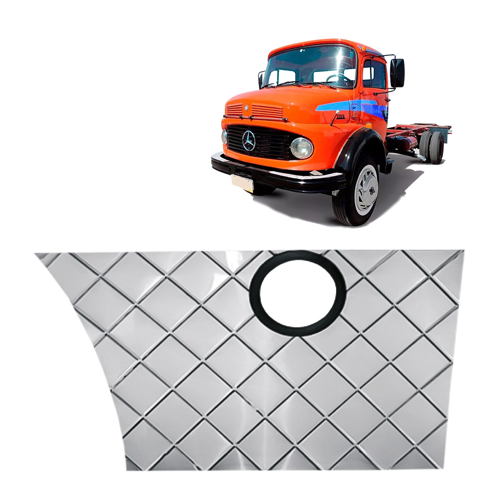 Par Polaina Estribo Caminhão Mercedes-Benz 1113 2213, 1982 a 1988 Com Furo