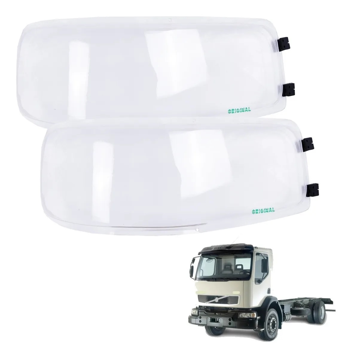 Par Protetor Farol Caminhão Volvo VM 23 Com Dobradiça - Cristal