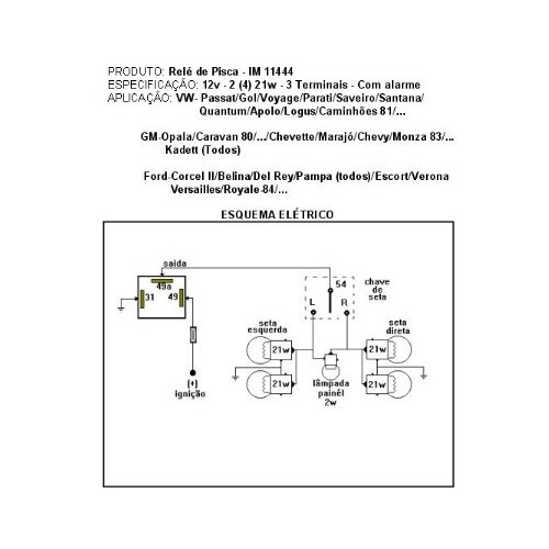 Rele Seta 12 Volts 3 Saidas Universal