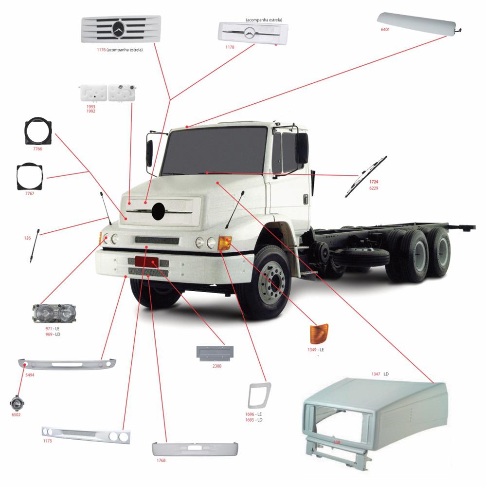Reservatório Radiador Caminhão Mercedes-Benz 1215, 1418, 1620 2000 a 2012 - Sem Sensor, Sem Tampa - 3845008949