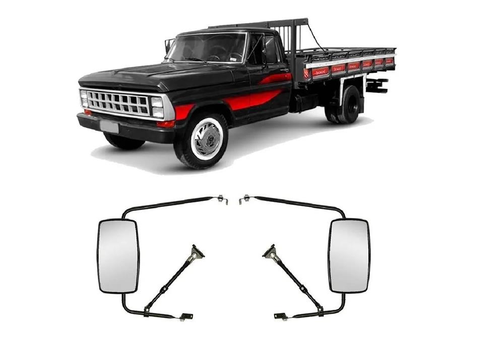 Par Jogo Retrovisor Caminhonete Ford F-4000 Até 1992 Completo