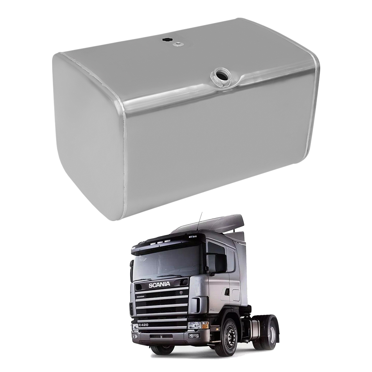 Tanque Combustível Caminhão Scania 124 Série 4 Retangular Alumínio 500 Litros