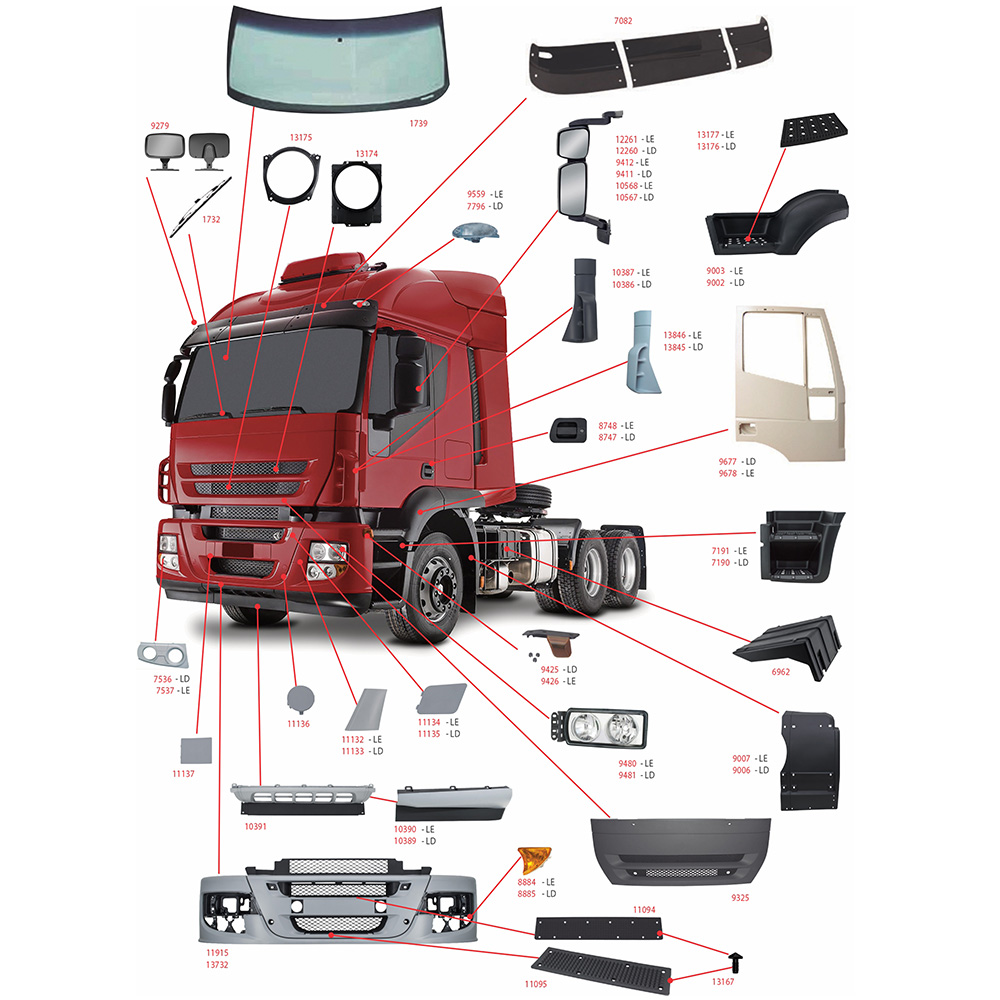 Tapa Sol Caminhão Iveco Stralis Após 2008 Teto Alto (3 Partes) - 504089372